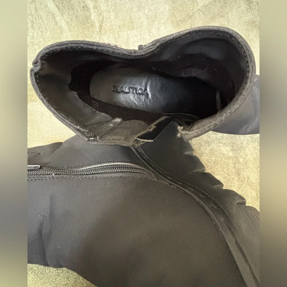 NAUTICA Laurette Size9 Women’s Black Faux Suede Wedge Heel Ankle Boot w/ zipper - Picture 10 of 16